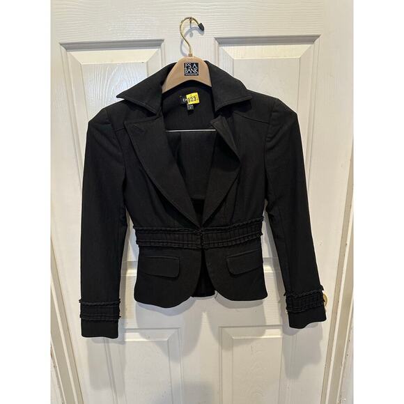 Bebe Women's Black Long Sleeves Blazer Coat & Skirt Suit Set Size 2 - Picture 1 of 8
